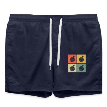 Onion Lover Retro Vegetables Vegan Gift idea - Badeshorts - French Navy - Vorne - AI Model Male 185 light (185cm)