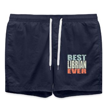 Best Librarian ever Librarian Gift - Swim Trunks - french navy - Front - AI Model Male 185 light (185cm)