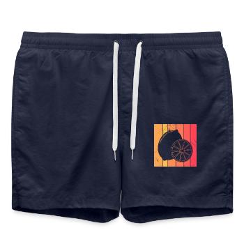 Lemon Fruit Lover Retro Lemonade Gift idea - Swim Trunks - french navy - Front - AI Model Male 185 light (185cm)