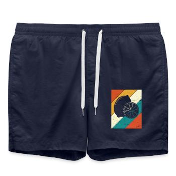 Lemon Fruit Lover Retro Lemonade Gift idea - Swim Trunks - french navy - Front - AI Model Male 185 light (185cm)