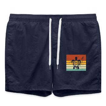 Tortue Rétro Animal Reptile de mer Idée cadeau - Short de bain - bleu marine - Devant - AI Model Male 185 light (185cm)