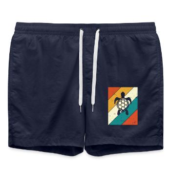 Tortue Rétro Animal Reptile de mer Idée cadeau - Short de bain - bleu marine - Devant - AI Model Male 185 light (185cm)
