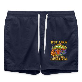 Just a Boy who loves Chameleons - Swim Trunks - french navy - Front - AI Model Male 185 light (185cm)