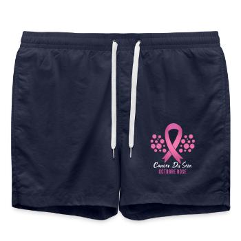 Cancer du Sein octobre rose - Short de bain - bleu marine - Devant - AI Model Male 185 light (185cm)