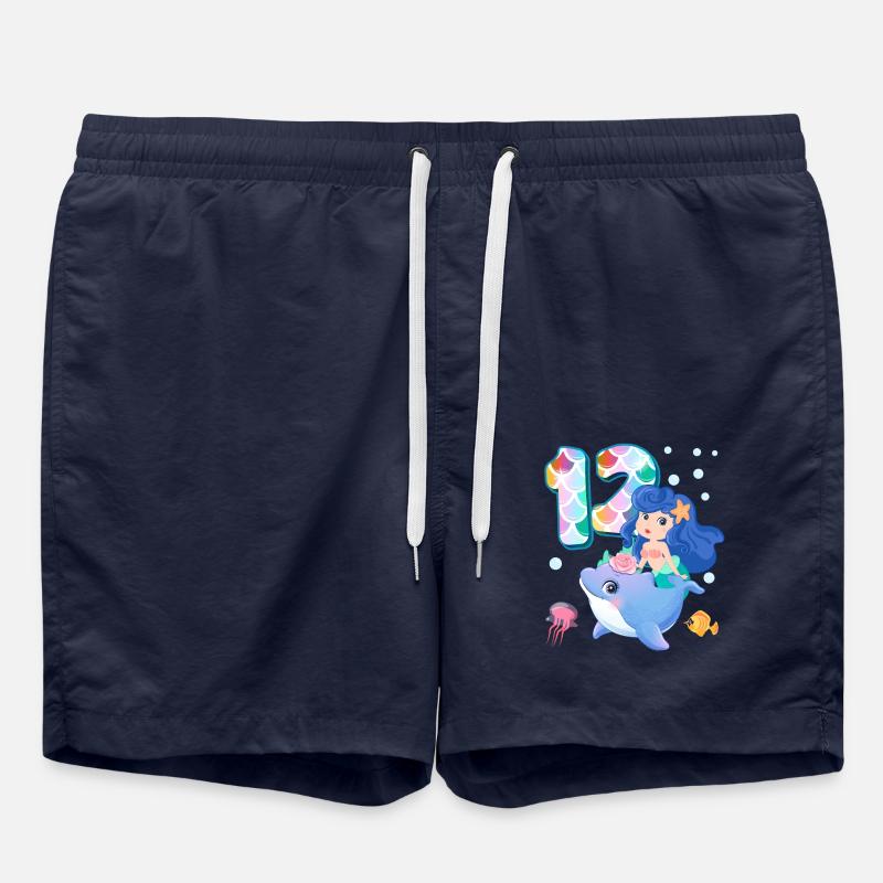 12th birthday | Mermaid Birthday | - Swim Trunks - french navy