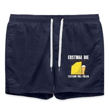 ERSTMAL DIE ZISTERNE VOLL FÜLLEN Bierliebhaber - Badeshorts - French Navy - Vorne - AI Model Male 185 light (185cm)