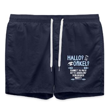 Hallo Onkel kannst mich abholen Bruder nervt - Badeshorts - French Navy - Vorne - AI Model Male 185 light (185cm)