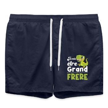Je vais être grand frère, Cadeau grand frère - Short de bain - bleu marine - Devant - AI Model Male 185 light (185cm)