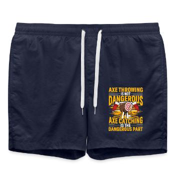 Axe Throwing is not dangerous Axe catching is the - Swim Trunks - french navy - Front - AI Model Male 185 light (185cm)