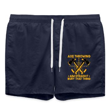 Axe Throwingai, straight bury that thing - Swim Trunks - french navy - Front - AI Model Male 185 light (185cm)