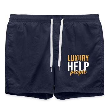 Helper Gift Luxury is to help people - Swim Trunks - french navy - Front - AI Model Male 185 light (185cm)