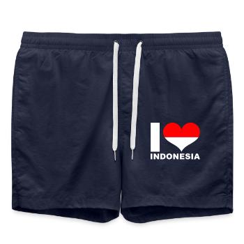 J’aime l’Indonésie drapeau du cœur Indonésie - Short de bain - bleu marine - Devant - AI Model Male 185 light (185cm)