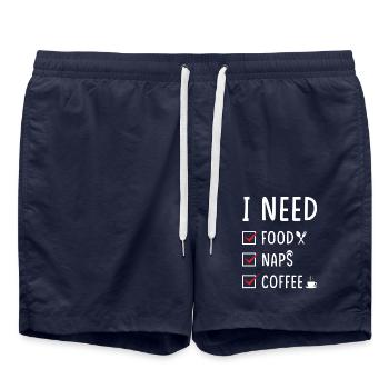 Eating Sleeping Coffee - Swim Trunks - french navy - Front - AI Model Male 185 light (185cm)