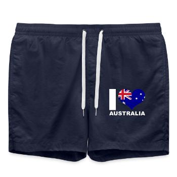 I love Australia heart flag Australia - Swim Trunks - french navy - Front - AI Model Male 185 light (185cm)