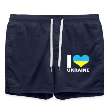 I love Ukraine heart flag Ukraine - Swim Trunks - french navy - Front - AI Model Male 185 light (185cm)