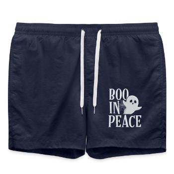 Boo In Peace Scary Horror Specter Ghost Halloween - Badeshorts - French Navy - Vorne - AI Model Male 185 light (185cm)