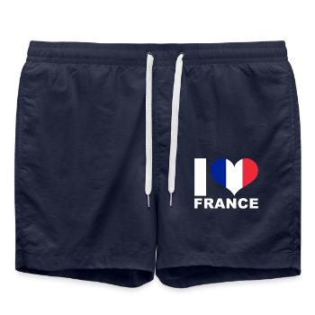 Ich liebe Frankreich Herz Flagge Frankreich - Badeshorts - French Navy - Vorne - AI Model Male 185 light (185cm)
