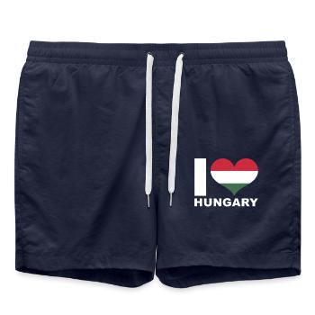 J’aime la Hongrie Heart Flag Hongrie - Short de bain - bleu marine - Devant - AI Model Male 185 light (185cm)