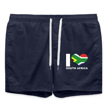J’aime l’Afrique du Sud drapeau du cœur Afrique du Sud - Short de bain - bleu marine - Devant - AI Model Male 185 light (185cm)