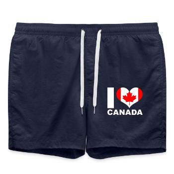J’aime le drapeau du cœur du Canada - Short de bain - bleu marine - Devant - AI Model Male 185 light (185cm)