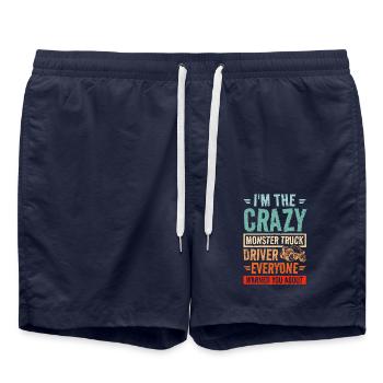 Crazy Monster truck driver - Badeshorts - French Navy - Vorne - AI Model Male 185 light (185cm)