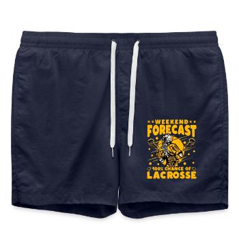 Weekend Forecast 100% Chance of Lacrosse - Swim Trunks - french navy - Front - AI Model Male 185 light (185cm)