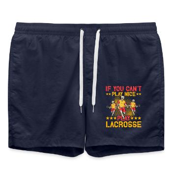 If you can't play nice play Lacrosse - Swim Trunks - french navy - Front - AI Model Male 185 light (185cm)