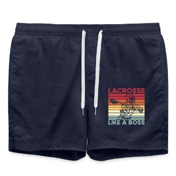 Lacrosse like a Boss - Swim Trunks - french navy - Front - AI Model Male 185 light (185cm)