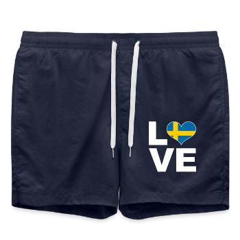 J’aime la Suède drapeau du cœur Suède - Short de bain - bleu marine - Devant - AI Model Male 185 light (185cm)