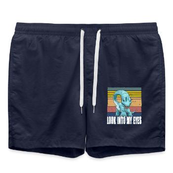Look Into My Eyes Brachiosaurus Dinosaurier - Badeshorts - French Navy - Vorne - AI Model Male 185 light (185cm)