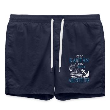 Ein kapitän ein boot viele abenteuer - Badeshorts - French Navy - Vorne - AI Model Male 185 light (185cm)