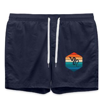 Snake Retro Reptile Python Gift idea - Badeshorts - French Navy - Vorne - AI Model Male 185 light (185cm)