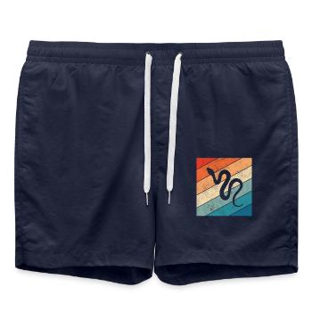 Snake Retro Reptile Python Gift idea - Badeshorts - French Navy - Vorne - AI Model Male 185 light (185cm)