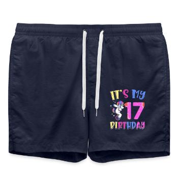 C’est mon 17e anniversaire de poney licorne éclatant - Short de bain - bleu marine - Devant - AI Model Male 185 light (185cm)