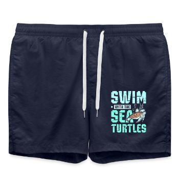 Swim with the sea turtles - Swim Trunks - french navy - Front - AI Model Male 185 light (185cm)