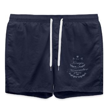 Eine Königin wird im November geboren - Badeshorts - French Navy - Vorne - AI Model Male 185 light (185cm)