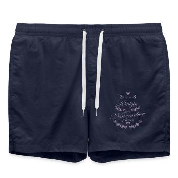 Eine Königin wird im November geboren - Badeshorts - French Navy - Vorne - AI Model Male 185 light (185cm)