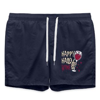 Happy Hallo Wein Gespenstisches Alkoholisches - Badeshorts - French Navy - Vorne - AI Model Male 185 light (185cm)