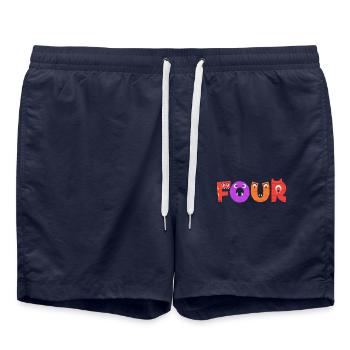 Vier Jahre Alt | Monster Geburtstag | Monster - Badeshorts - French Navy - Vorne - AI Model Male 185 light (185cm)