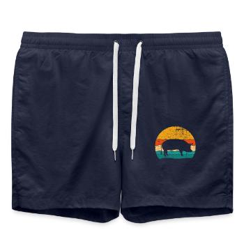 Pig Animal Retro Pet Farm Gift idea - Badeshorts - French Navy - Vorne - AI Model Male 185 light (185cm)