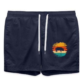 Pig Animal Retro Pet Farm Gift idea - Badeshorts - French Navy - Vorne - AI Model Male 185 light (185cm)