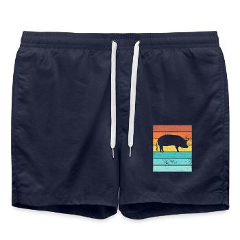 Pig Animal Retro Pet Farm Gift idea - Badeshorts - French Navy - Vorne - AI Model Male 185 light (185cm)
