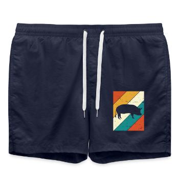 Pig Animal Retro Pet Farm Gift idea - Badeshorts - French Navy - Vorne - AI Model Male 185 light (185cm)