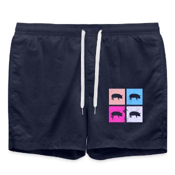 Pig Animal Retro Pet Farm Gift idea - Swim Trunks - french navy - Front - AI Model Male 185 light (185cm)