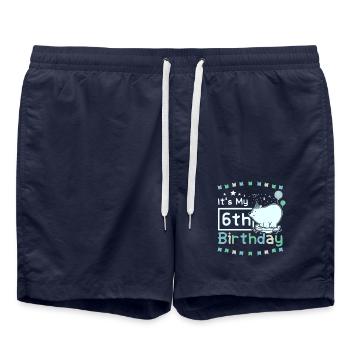 Polar bear 6 years old it's my 6th birthday - Badeshorts - French Navy - Vorne - AI Model Male 185 light (185cm)
