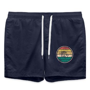 Olive food oil Retro Vegetarian Gift idea - Badeshorts - French Navy - Vorne - AI Model Male 185 light (185cm)