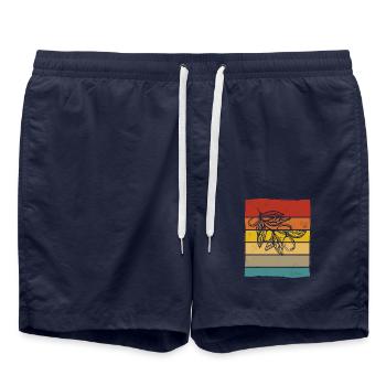 Olive food oil Retro Vegetarian Gift idea - Badeshorts - French Navy - Vorne - AI Model Male 185 light (185cm)