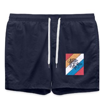 Olive food oil Retro Vegetarian Gift idea - Badeshorts - French Navy - Vorne - AI Model Male 185 light (185cm)