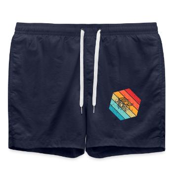 Olive food oil Retro Vegetarian Gift idea - Badeshorts - French Navy - Vorne - AI Model Male 185 light (185cm)