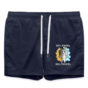 Hund Beagle - Engel und Teufel - Badeshorts - French Navy - Vorne - AI Model Male 185 light (185cm)